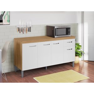 Balcão para Pia Gabriela com 150 Cm Amendoa/branco sem Tampo - Ajl