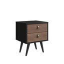 Ver imagem 1 de Mesa de Cabeceira Retrô com 2 Gavetas Preto Freijó