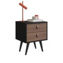 Ver imagem 3 de Mesa de Cabeceira Retrô com 2 Gavetas Preto Freijó