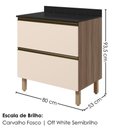 Ver imagem 2 de Balcao com Tampo 2 Gavetoes MDF 80 cm Kali 1641222 Carvalho Toq Off White Nicioli