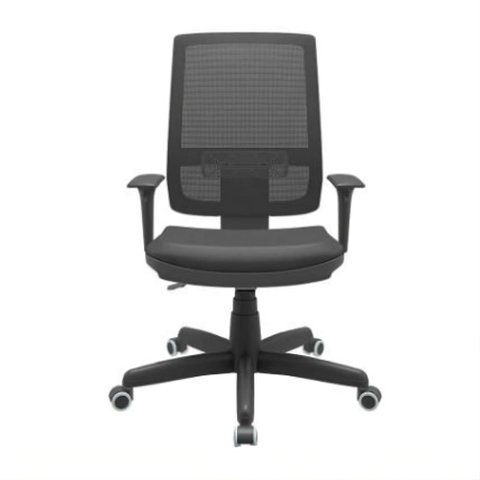 Cadeira Presidente Brizza Couro Ecologico Preto Encosto Fixo Relax - Plaxmetal