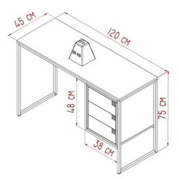 Mesa para Computador com 3 Gavetas Of002 - Placa e Ponto Móveis - Grafite/Mel - 2