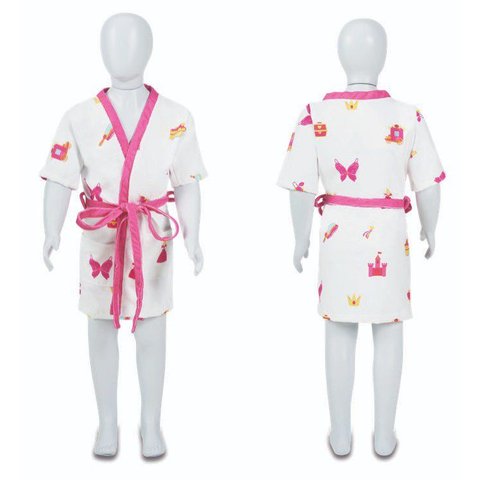 Roupão de Banho Infantil de 4 a 10 Anos Princesa - M - 6 a 8 Anos