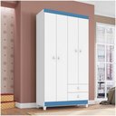 Ver imagem 3 de Guarda Roupa Infantil 4 Portas com Cômoda 5 Gavetas Branco Azul