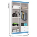 Ver imagem 2 de Guarda Roupa Infantil 4 Portas com Cômoda 5 Gavetas Branco Azul