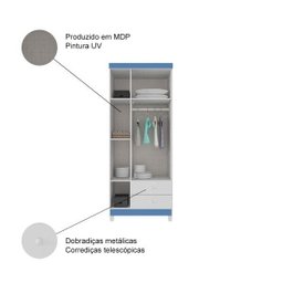 Guarda-Roupa MDP 3 Portas com 2 Gavetas Baby Kids Incorplac - 4