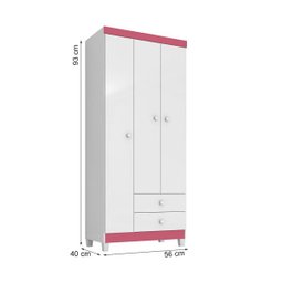 Guarda-Roupa MDP 3 Portas com 2 Gavetas Baby Kids Incorplac - 5