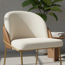 Ver imagem 3 de Cadeira Poltrona Decorativa Nuvem Premium Orgânico:bouclé Off White Courino Sintético Marrom