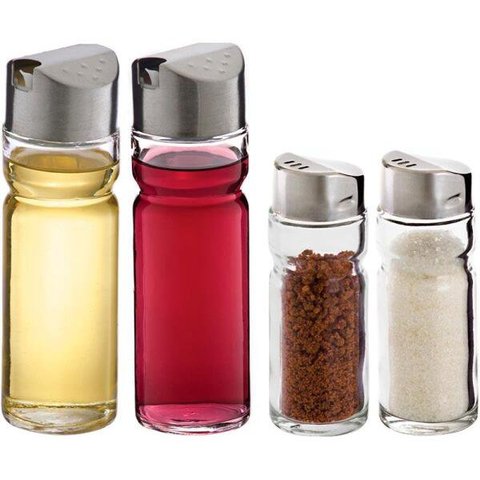 Conjunto de Galheteiro com suporte 4 peças - Euro Home - Transparente