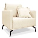 Ver imagem 5 de Kit 2 Poltronas e Sofá Living 2 Lugares 1,60m Sirius Linho Bege Pés Metálicos - Pallazio