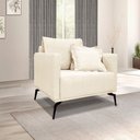 Ver imagem 3 de Kit 2 Poltronas e Sofá Living 2 Lugares 1,60m Sirius Linho Bege Pés Metálicos - Pallazio