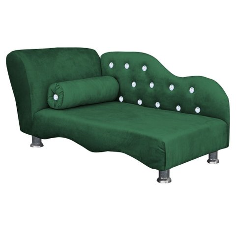 Caminha Pet Luxo Divâ Strass Tecido Veludo Divini Decor:verde