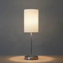 Ver imagem 3 de Luminaria de Mesa Abajur Clássico Redondo Alto de Alumínio Interruptor e Cúpula Tecido Algodão