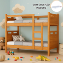 Ver imagem 3 de Beliche Jaspe com 2 Colchões - Vira 2 Camas Mdf:nature