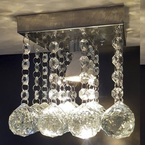 Lustre Plafon Cristal Verdadeiro K9 14x14 Cm Alt 13 Cm