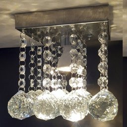 Lustre Plafon Cristal Verdadeiro K9 14x14 Cm Alt 13 Cm - 1