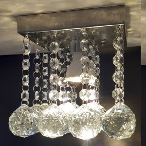 Lustre Plafon Cristal Verdadeiro K9 14x14 Cm Alt 13 Cm