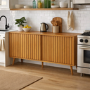 Ver imagem 1 de Buffet Aparador 2 Portas de Correr Moderno MDF MDP com Pé de Madeira Reforçado