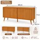 Ver imagem 3 de Buffet Aparador 2 Portas de Correr Moderno MDF MDP com Pé de Madeira Reforçado