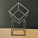 Ver imagem 2 de 2 Cubos Decorativos - Quadrado Geométrico, Decoração Sala, Escritório - Toque 3d - Cor: Cinza