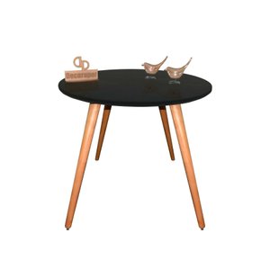 Mesa Jantar Pés Palitos Tampo Redondo Vidro Laqueado 70cm - Preto