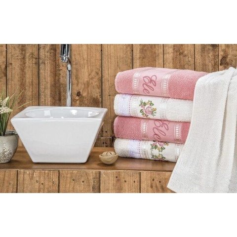 Jogo de Banho Ponto Russo 5 Peças:rose