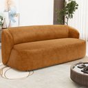 Ver imagem 2 de Sofá 3 Lugares Orgânico para Sala de Estar Living 205cm Heidy F04 Couríssimo Whisky - Lyam Decor
