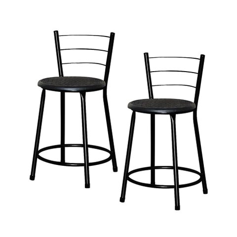 Jogo 2 Banqueta Baixa Ratan Preta Cristal Lamar Design Banqueta Ratan Cristal Preto