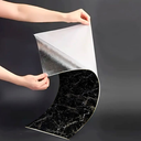 Ver imagem 5 de Kit 10 Placas Autocolantes Mármore Adesivo Vinílico Azulejo Preto Brilhoso 3d Brinovar