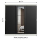 Ver imagem 3 de Guarda-Roupa Casal Madesa Kansas 3 Portas de Correr com Espelho 3 Gavetas Branco/Preto Cor:Branco/Pr