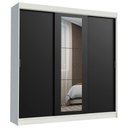 Ver imagem 2 de Guarda-Roupa Casal Madesa Kansas 3 Portas de Correr com Espelho 3 Gavetas Branco/Preto Cor:Branco/Pr