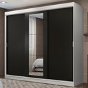 Ver imagem 1 de Guarda-Roupa Casal Madesa Kansas 3 Portas de Correr com Espelho 3 Gavetas Branco/Preto Cor:Branco/Pr