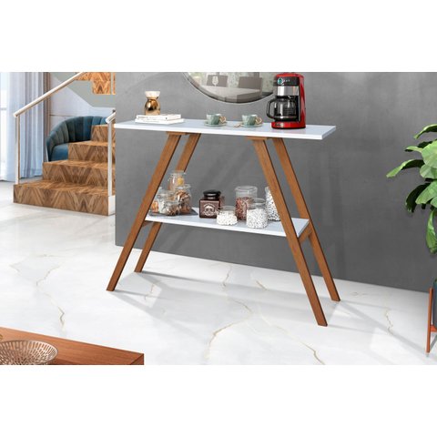 Aparador Cantinho do Café 80cm com Pés de Madeira Tampo Mdf