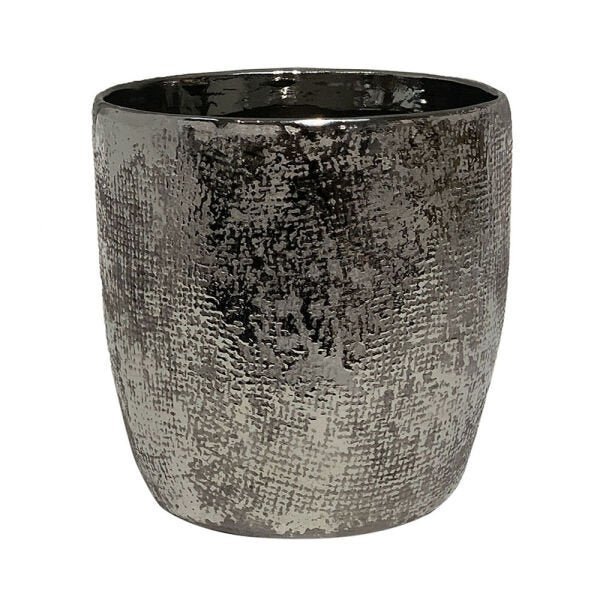 Vaso De Cerâmica Prata 14X14X13,5cm - 1