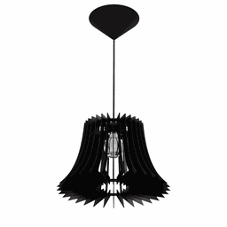 Luminária Teto tipo Pendente PANAMÁ MDF - Completa - Cor: Preta - 1 Luminária Teto tipo Pendente PANAMÁ MDF - Completa - Cor: Preta - 1