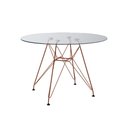 Ver imagem 5 de Conjunto Jantar Mesa Vidro Redonda 110cm com 4 Poltronas Brancas Ferro Cobre Cor: Preto