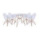 Ver imagem 1 de Conjunto Jantar Mesa Vidro Redonda 110cm com 4 Poltronas Brancas Ferro Cobre Cor: Preto