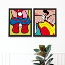 Ver imagem 1 de Kit 2 Quadros Engraçados para Banheiro 33x24cm - com Vidro:madeira Preta