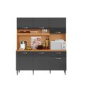 Ver imagem 2 de Kit Cozinha Siena 160cm com Nicho para Forno/microondas - Cinamomo/grafite Aramóveis