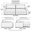 Ver imagem 3 de Sofá Retrátil Reclinável Living Cinema Linho/Corino 226cm Átrio – Paraná Metal:Bege