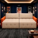 Ver imagem 5 de Sofá Retrátil Reclinável Living Cinema Linho/Corino 226cm Átrio – Paraná Metal:Bege
