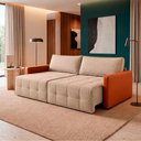 Ver imagem 2 de Sofá Retrátil Reclinável Living Cinema Linho/Corino 226cm Átrio – Paraná Metal:Bege