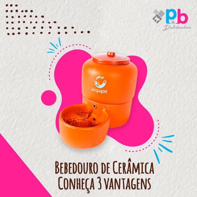 Bebedouro Gatos Acquapet Cerâmica 2.5 L Bivolt P&B CABO INOX