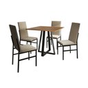 Ver imagem 2 de Conjunto de Jantar Mônaco Premium Mesa 90cm com 4 Cadeiras Estofadas para Cozinha - Imbuia/bege