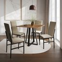 Ver imagem 1 de Conjunto de Jantar Mônaco Premium Mesa 90cm com 4 Cadeiras Estofadas para Cozinha - Imbuia/bege