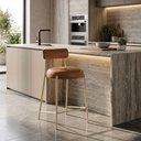 Ver imagem 1 de Banqueta Cozinha Média com Encosto Industrial Champanhe Londres PU D03 - D'Rossi