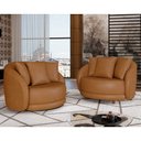 Ver imagem 2 de Kit 2 Poltronas Decorativa para Sala Pés Madeira Kaly M22 Sintético Caramelo - Mpozenato
