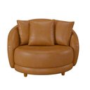 Ver imagem 3 de Kit 2 Poltronas Decorativa para Sala Pés Madeira Kaly M22 Sintético Caramelo - Mpozenato
