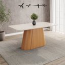 Ver imagem 1 de Mesa de Jantar 6 Lugares 180cm Tampo MDF e Vidro Canto Arredondado Olivia