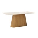Ver imagem 2 de Mesa de Jantar 6 Lugares 180cm Tampo MDF e Vidro Canto Arredondado Olivia